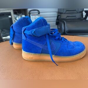 Nike Royal Blue Suede High-Top Sneakers with Gum Sole